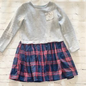 Mini Boden long-sleeve Jersey Woven Check Dress